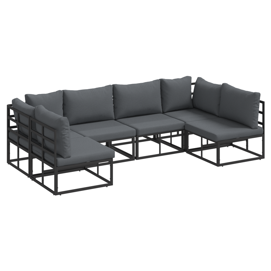 Tuin Sofa Set 6 pcs Zwart 283 x 141.5 x 71 cm Aluminium