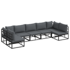 Garden bench set with cushion 7 pcs Black Aluminium