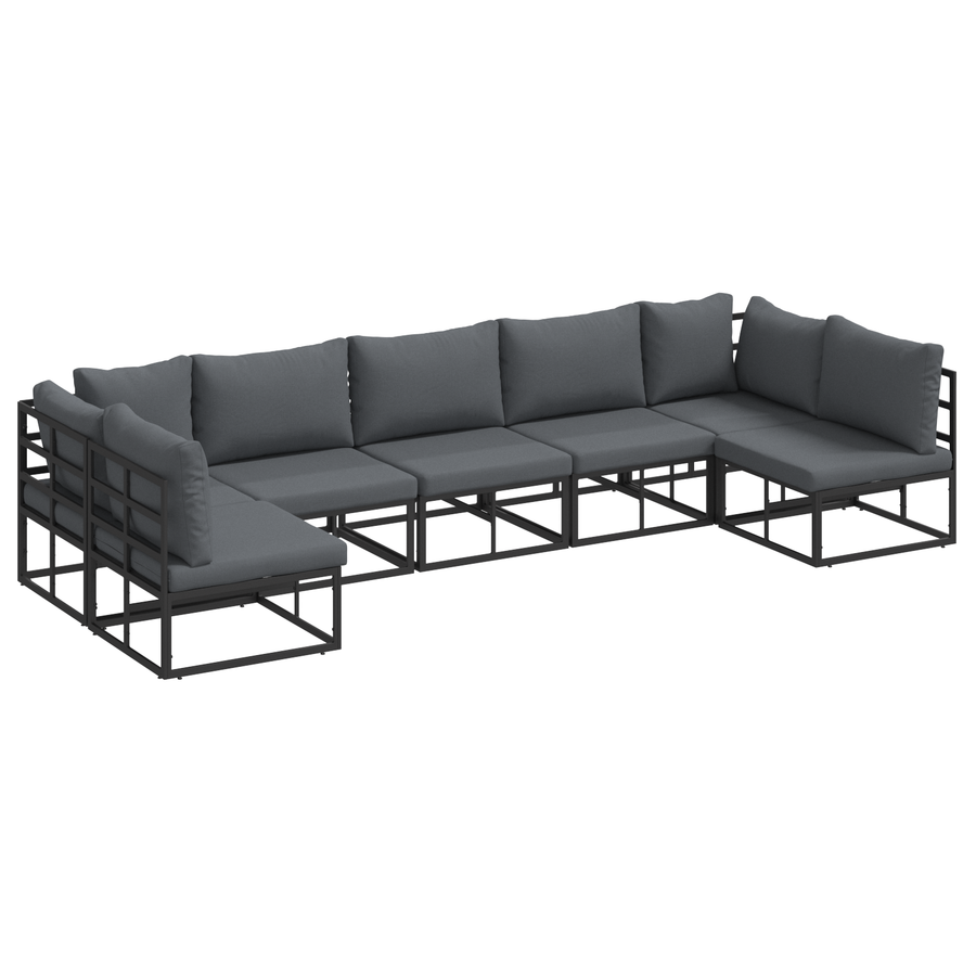 Tuin Sofa Set 7 pcs Zwart 353 x 141.5 x 71 cm Aluminium