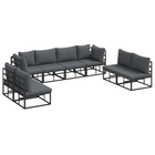 Garden Bench Set with Cushion 8 pcs Black Aluminium