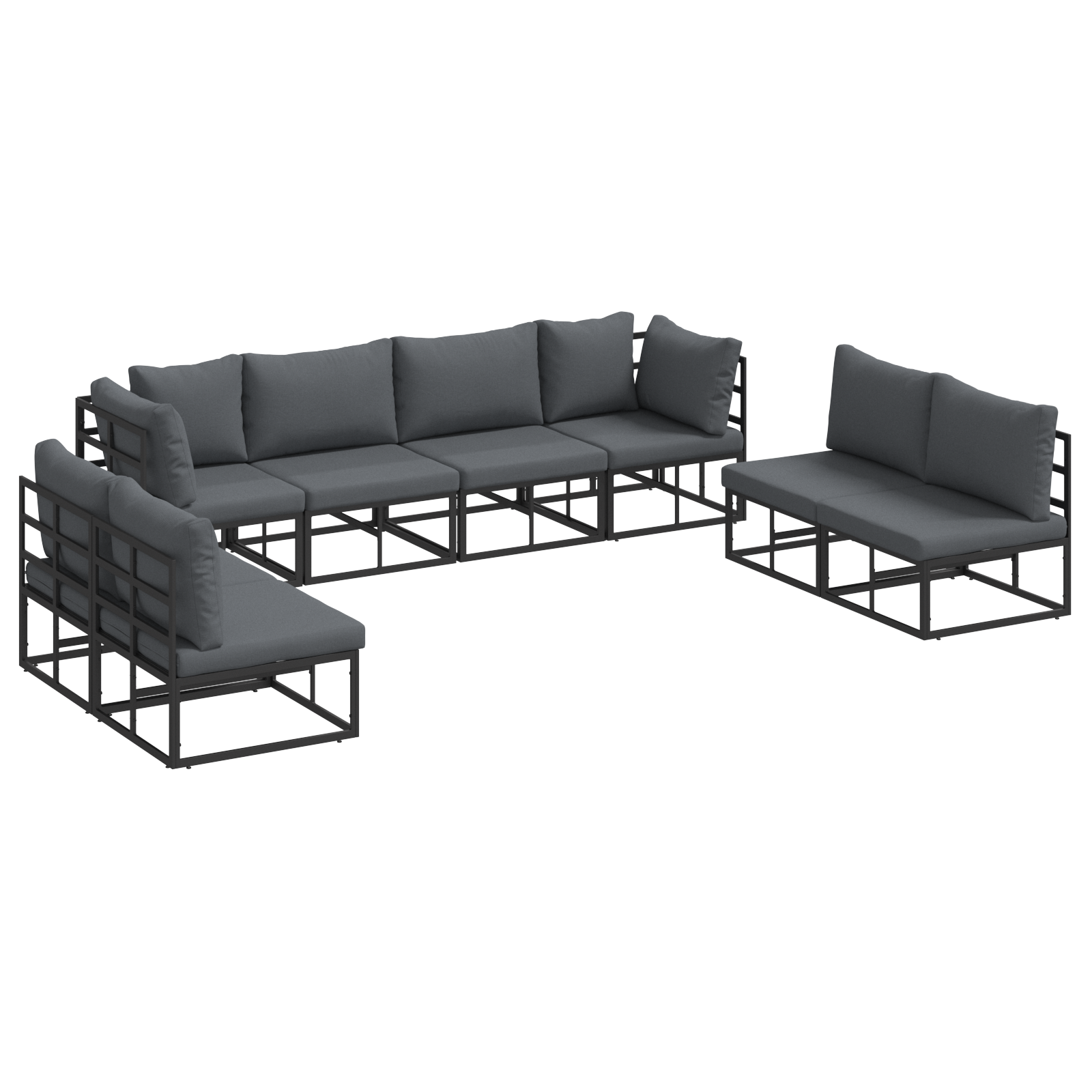 Tuin Sofa Set 8 pcs Zwart 283 x 71.5 x 71 cm Aluminium