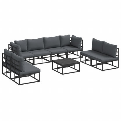 Tuin Sofa Set met kussen met kussen 9 pcs Zwart 70 x 70 x 32 cm Aluminium