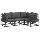 Garden Bench Set with Cushion 4 pcs Black Aluminium
