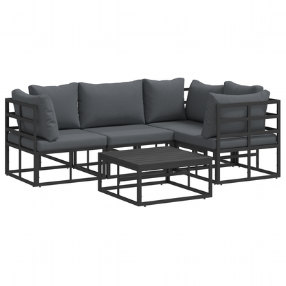 Tuin Sofa Set met kussen met kussen 5 pcs Zwart 70 x 70 x 32 cm Aluminium