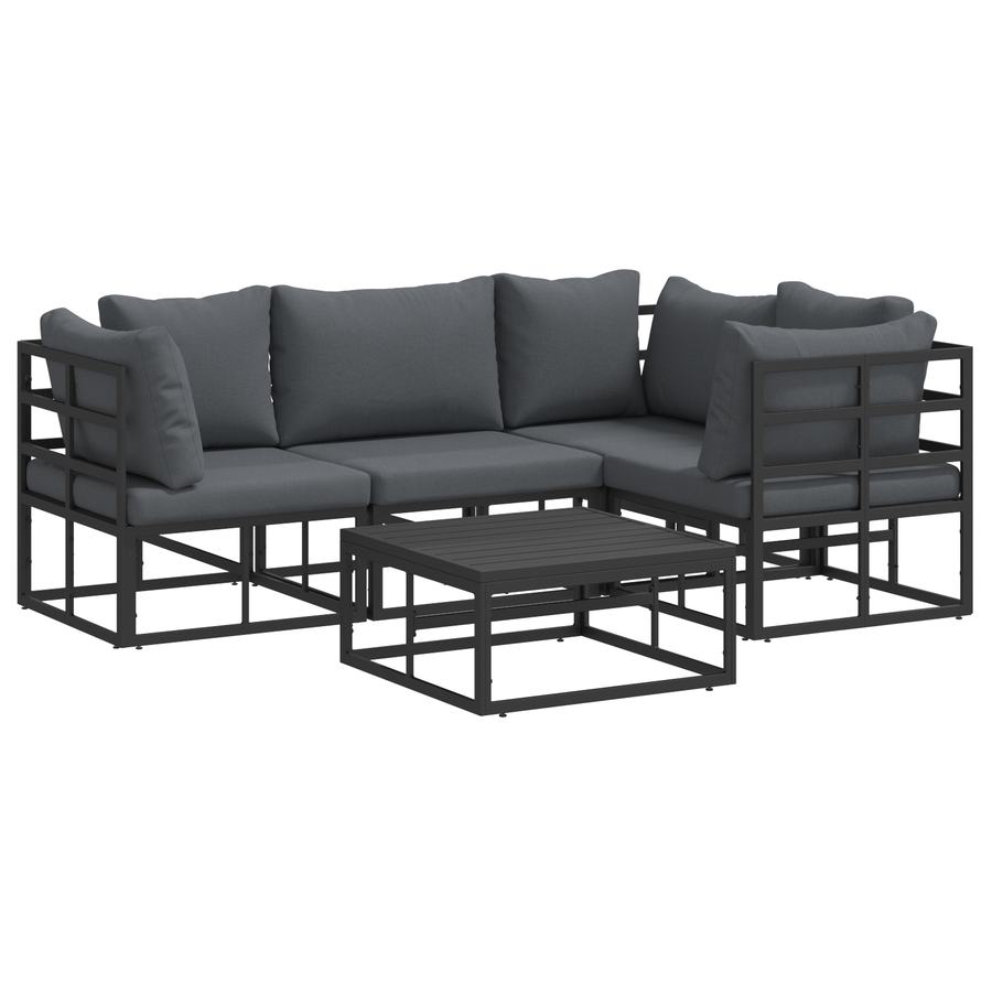 Tuin Sofa Set met kussen met kussen 5 pcs Zwart 70 x 70 x 32 cm Aluminium