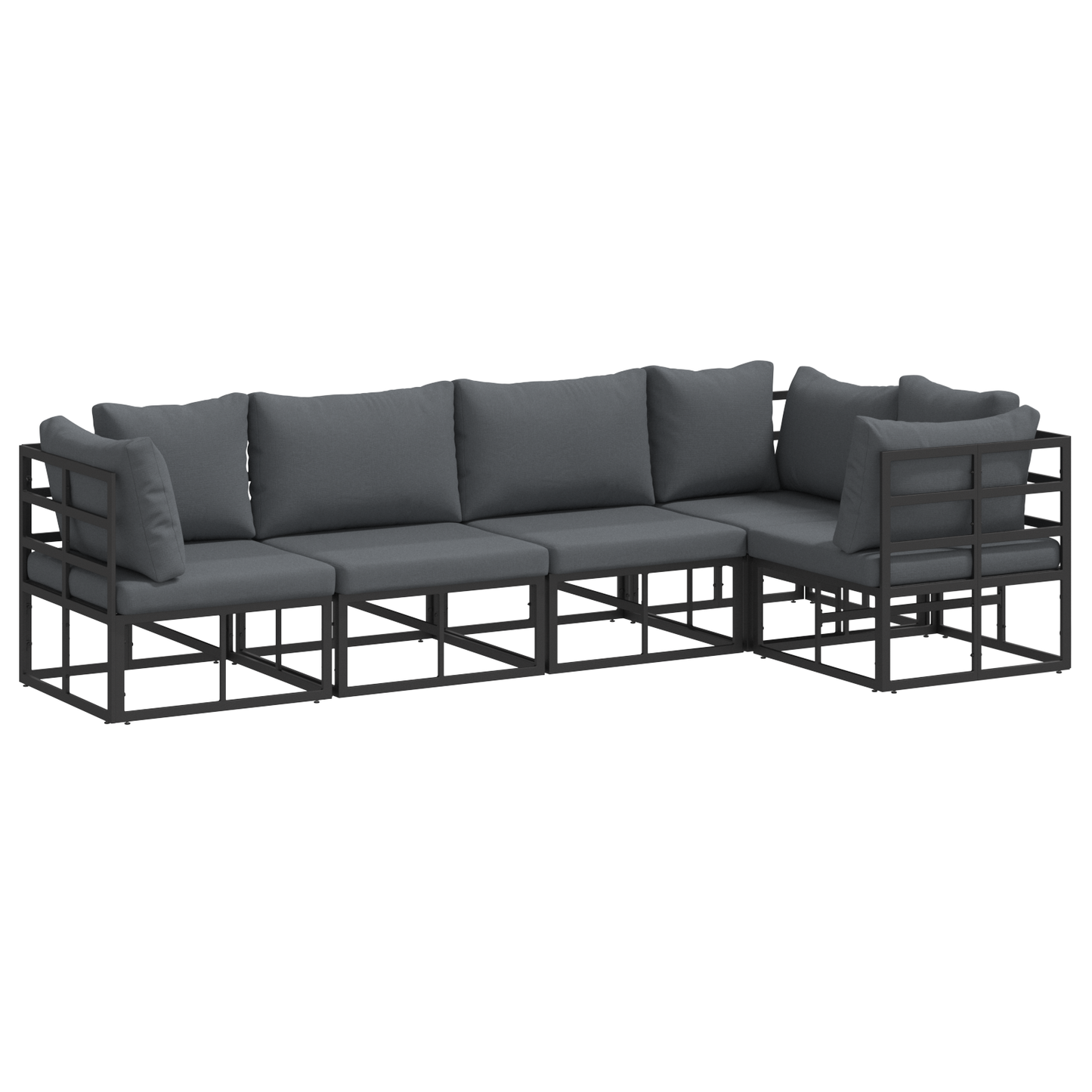 Tuin Sofa Set 5 pcs Zwart 283 x 143 x 71 cm Aluminium