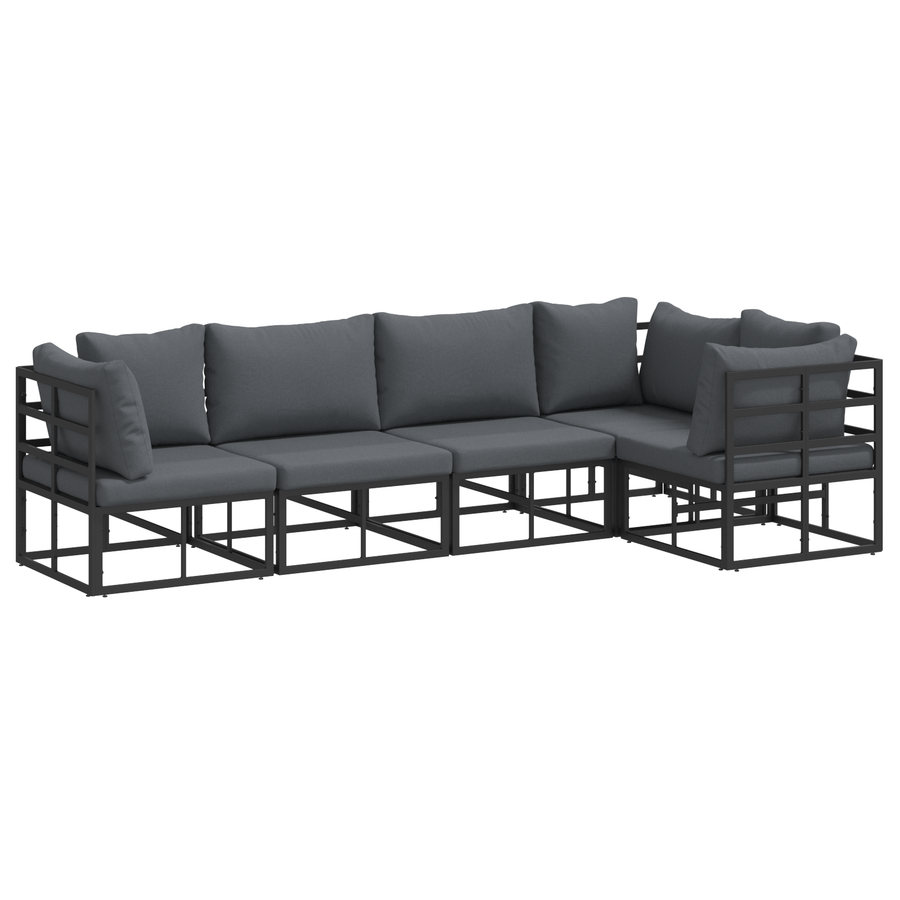 Tuin Sofa Set 5 pcs Zwart 283 x 143 x 71 cm Aluminium