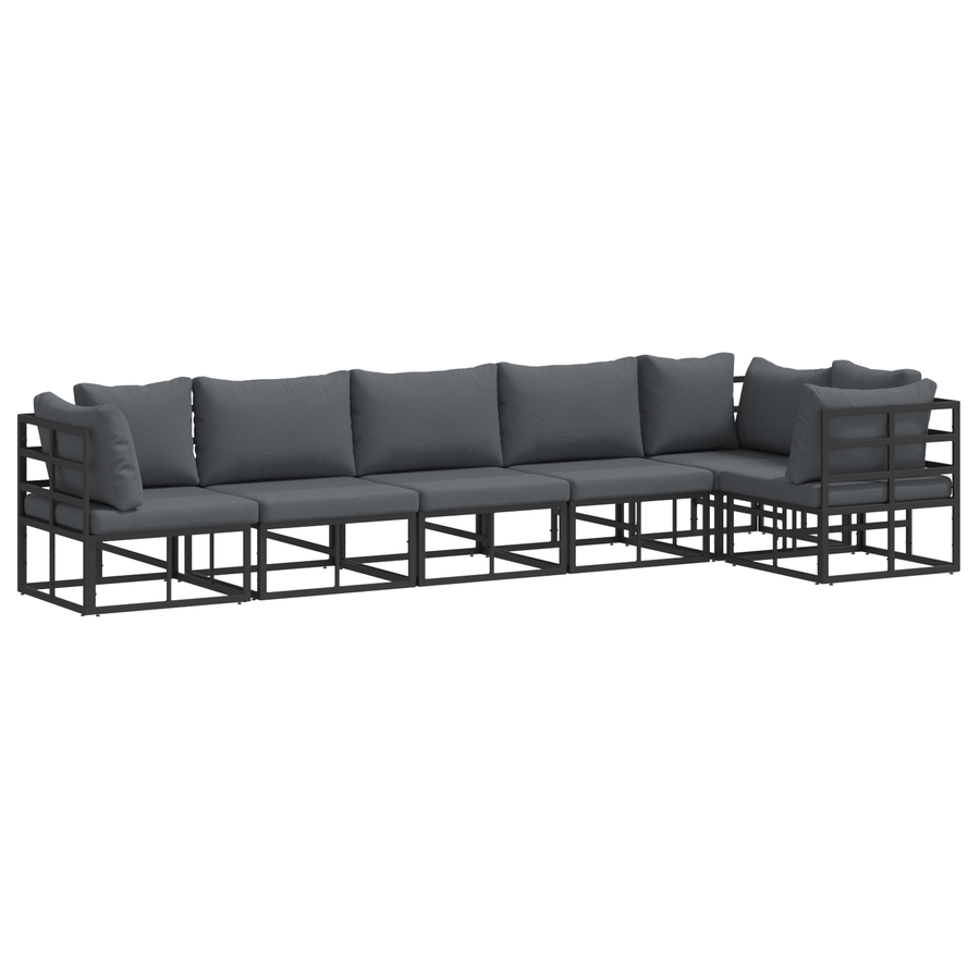 Tuin Sofa Set met kussen met kussen 6 pcs Zwart 70 x 70 x 32 cm Aluminium