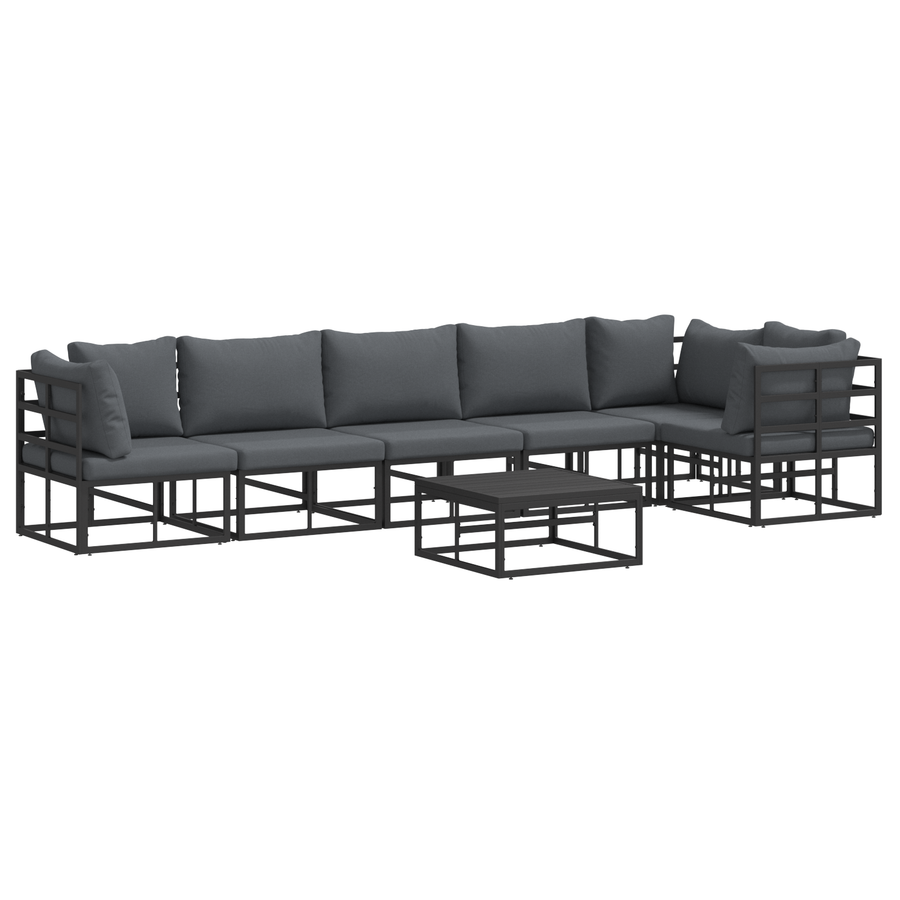 Tuin Sofa Set met kussen met kussen 7 pcs Zwart 70 x 70 x 32 cm Aluminium