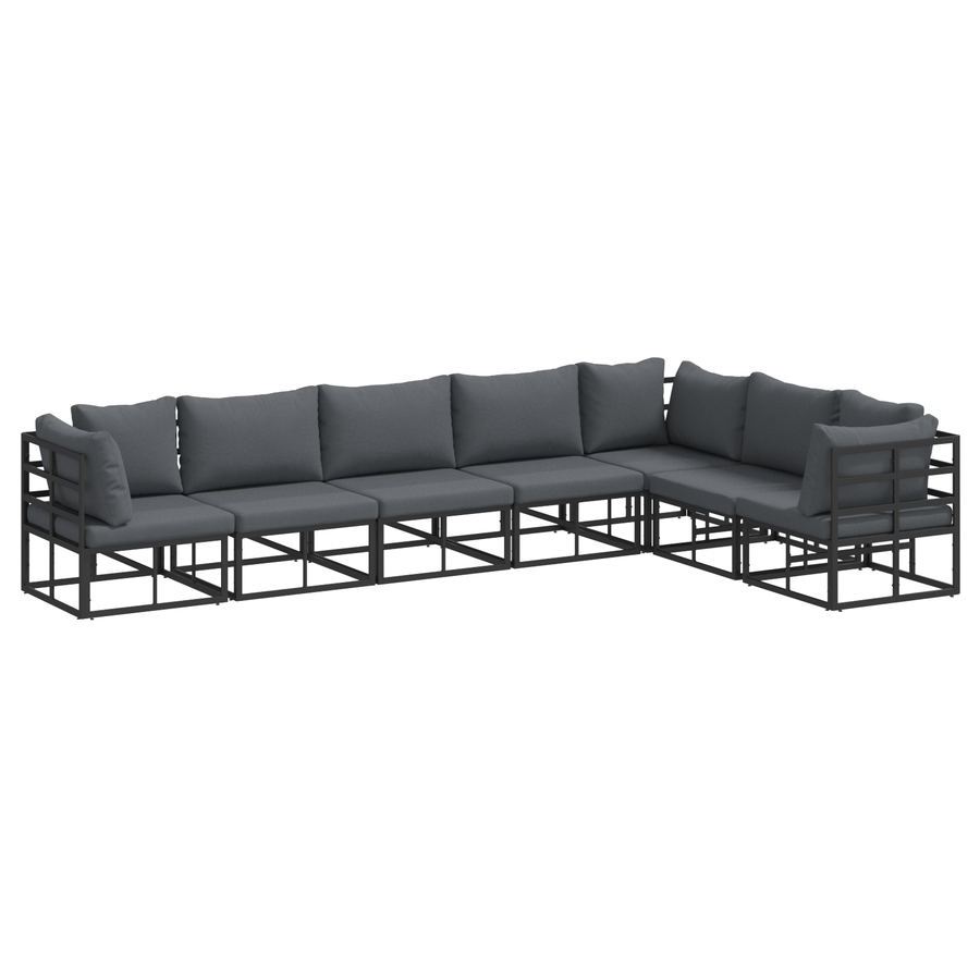 Tuin Sofa Set met kussen met kussen 7 pcs Zwart 70 x 70 x 32 cm Aluminium