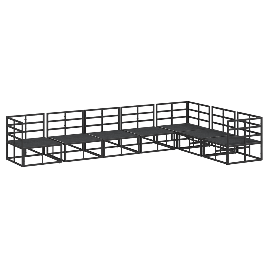 Tuin Sofa Set met kussen met kussen 7 pcs Zwart 70 x 70 x 32 cm Aluminium