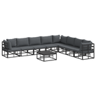 Tuinset aluminium zwart 70x70x32 cm 9-delig