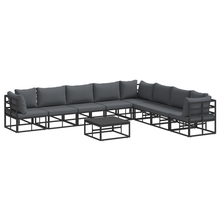 Tuin Sofa Set met kussen met kussen 9 pcs Zwart 70 x 70 x 32 cm Aluminium