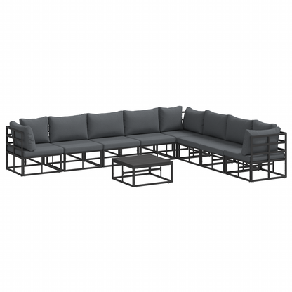 Tuin Sofa Set met kussen met kussen 9 pcs Zwart 70 x 70 x 32 cm Aluminium