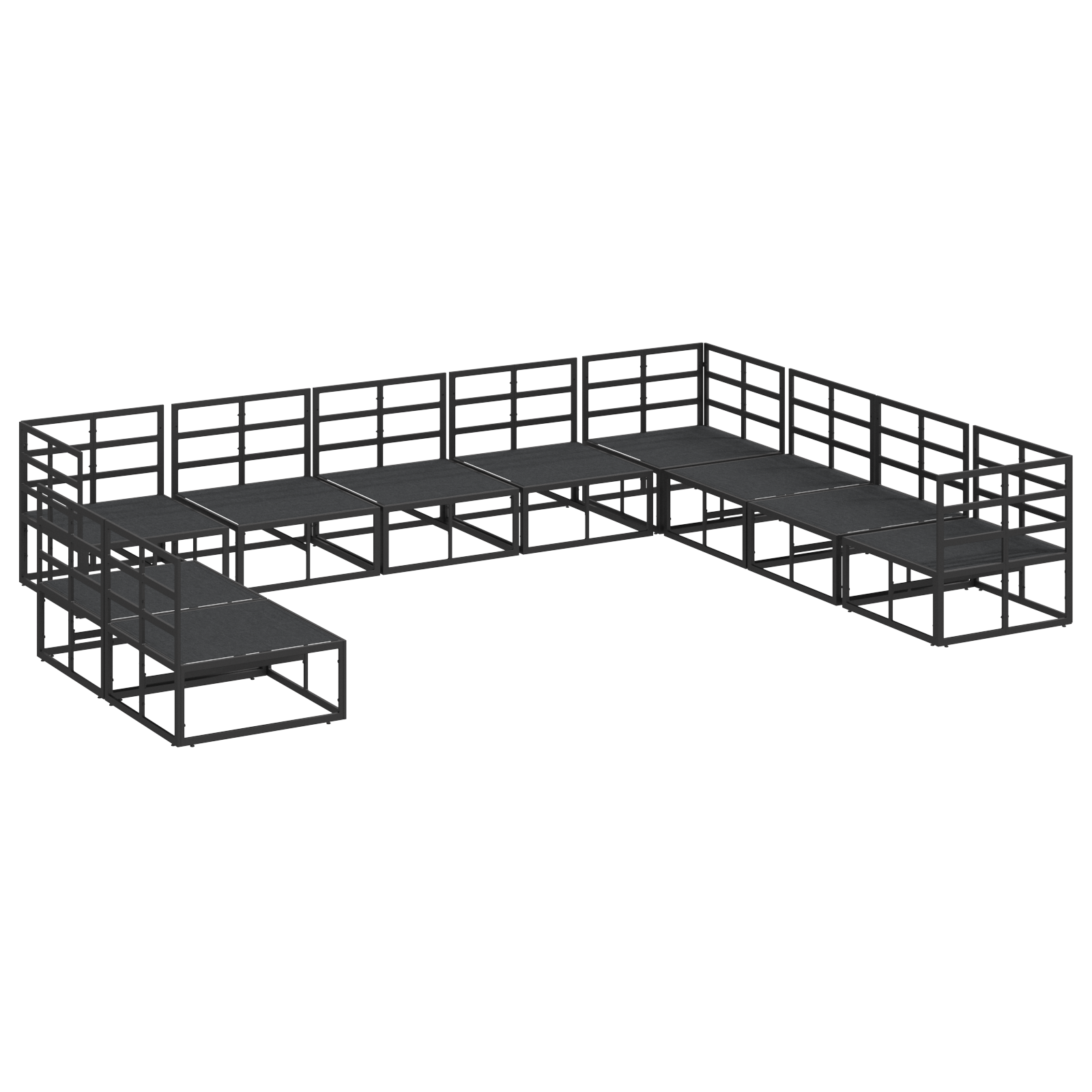 Tuin Sofa Set 10 pcs Zwart 353 x 283 x 71 cm Aluminium