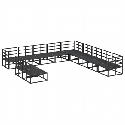 Tuin Sofa Set met kussen met kussen 11 pcs Zwart 70 x 70 x 32 cm Aluminium