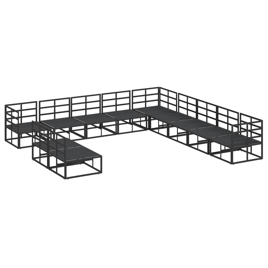 Tuin Sofa Set met kussen met kussen 11 pcs Zwart 70 x 70 x 32 cm Aluminium