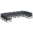 Garden Sofa Set with Cushions 10 pcs Black Aluminium