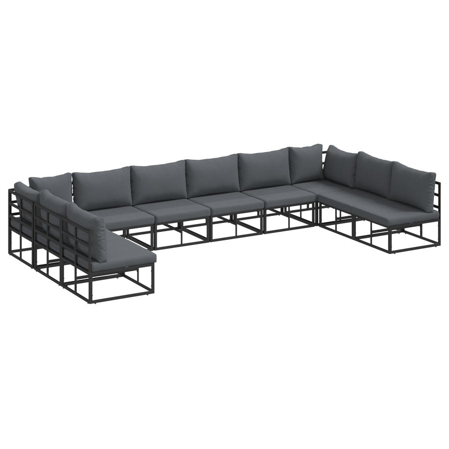 Tuin Sofa Set 10 pcs Zwart 423 x 211,5 x 71 cm Aluminium