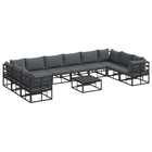 Tuinbankenset aluminium 11 pcs zwart