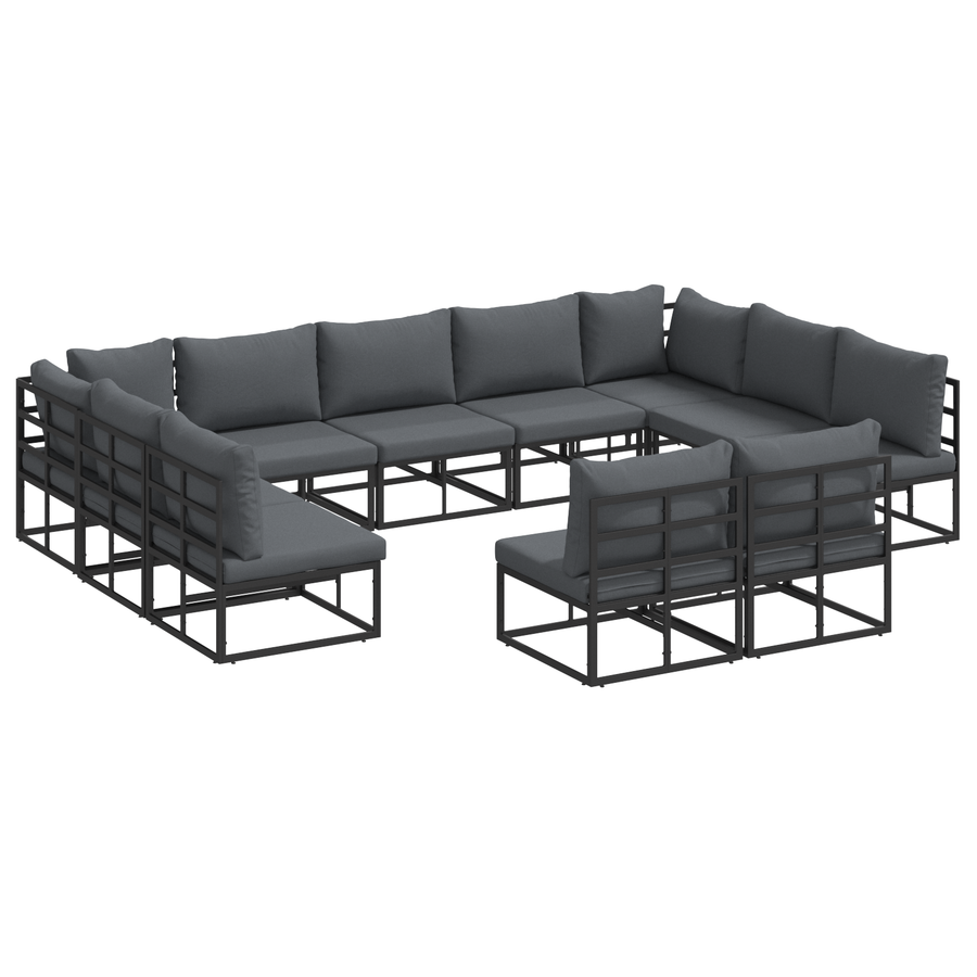 Tuin Sofa Set 11 pcs Zwart 353 x 211.5 x 71 cm Aluminium