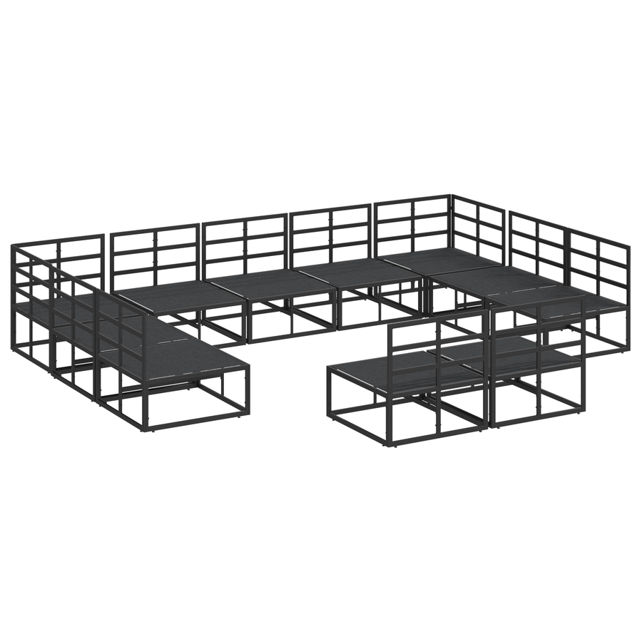 Tuin Sofa Set 11 pcs Zwart 353 x 211.5 x 71 cm Aluminium