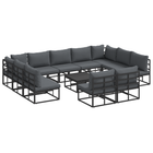 Tuinset aluminium 12-delig zwart met kussens