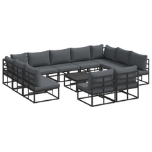 Tuin Sofa Set met kussen met kussen 12 pcs Zwart 70 x 70 x 32 cm Aluminium