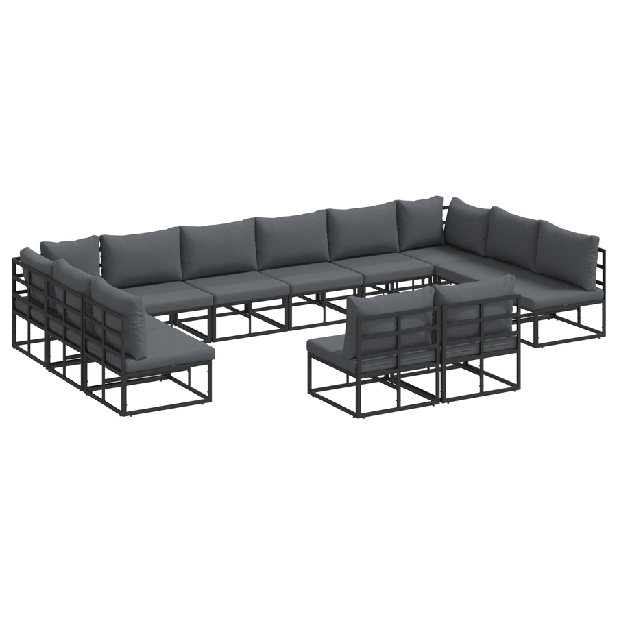 Tuin Sofa Set 12 pcs Zwart 423 x 211.5 x 71 cm Aluminium