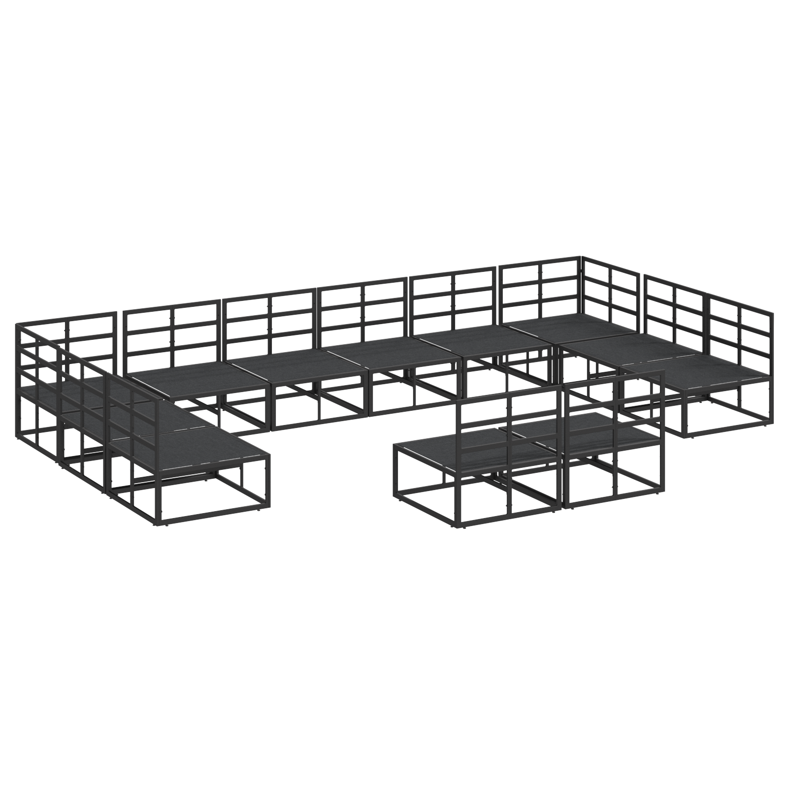 Tuin Sofa Set 12 pcs Zwart 423 x 211.5 x 71 cm Aluminium