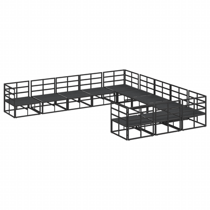 Tuin Sofa Set met kussen met kussen 11 pcs Zwart 70 x 70 x 32 cm Aluminium