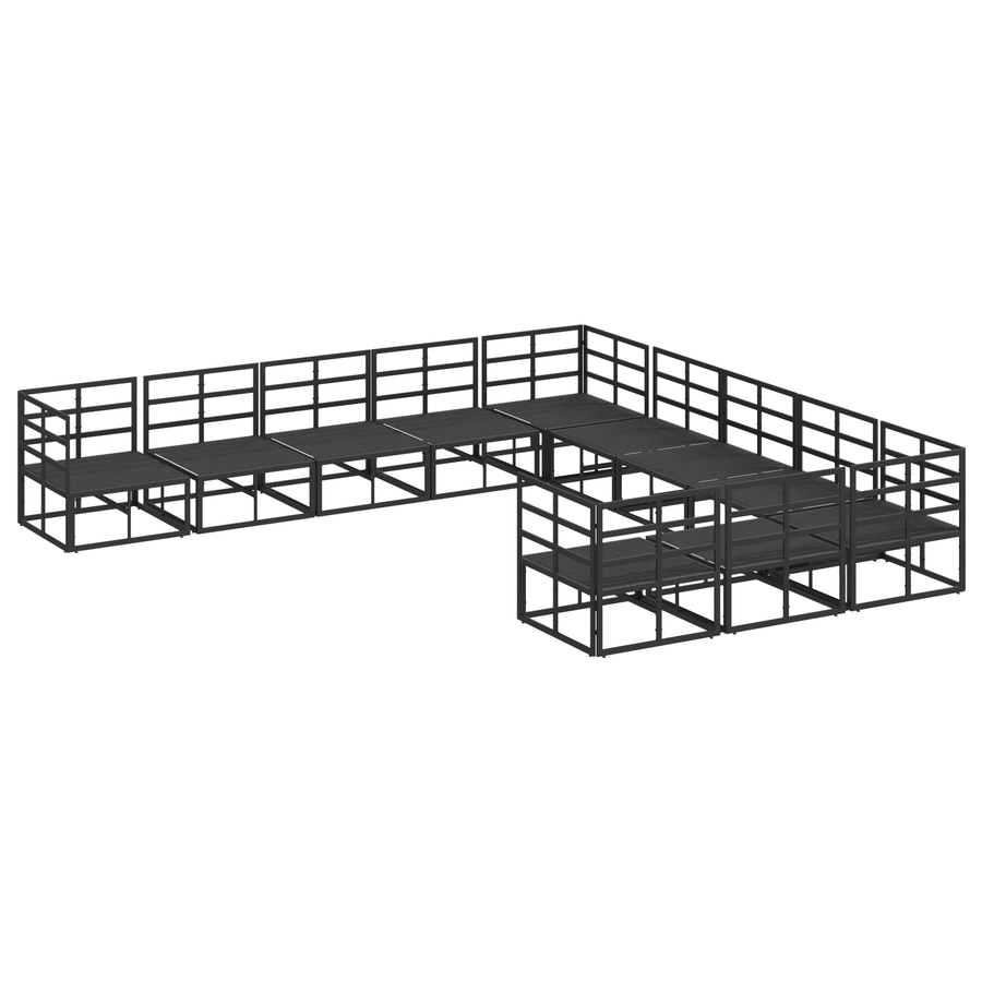 Tuin Sofa Set met kussen met kussen 11 pcs Zwart 70 x 70 x 32 cm Aluminium