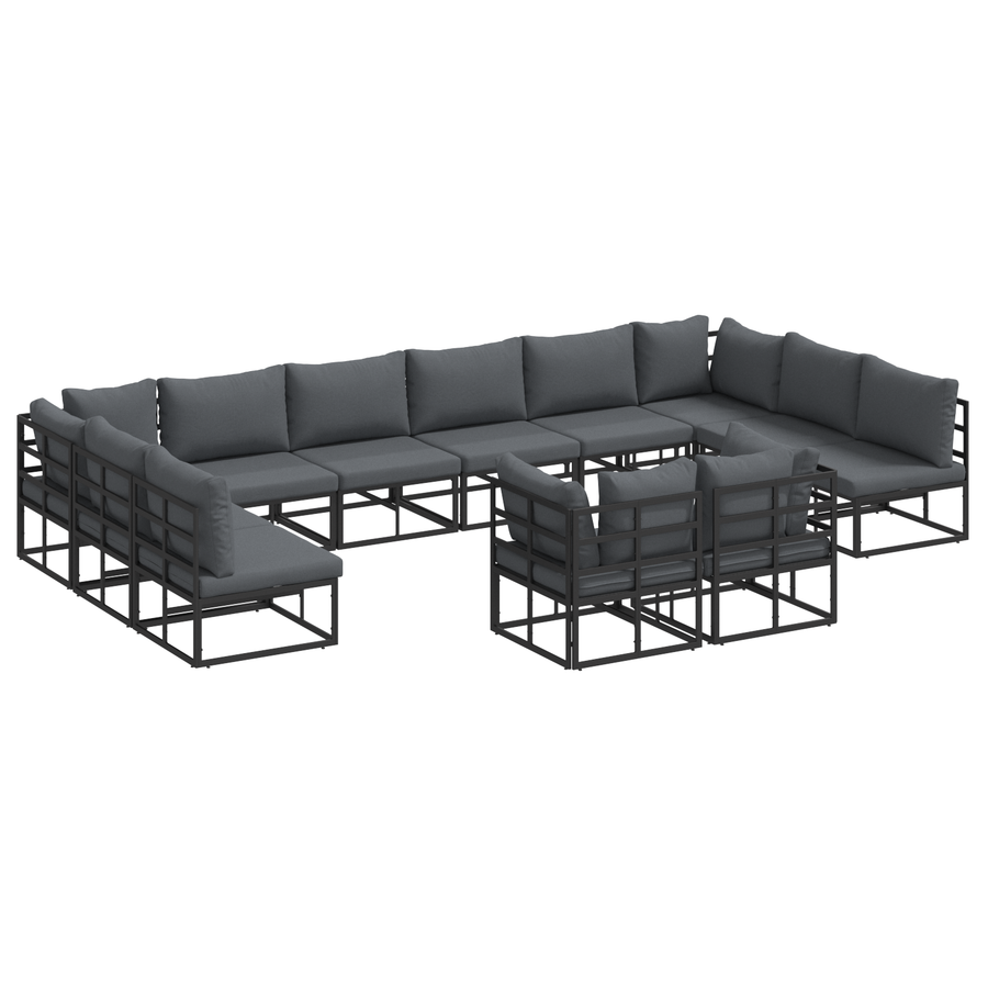 Tuin Sofa Set 12 pcs Zwart 423 x 211,5 x 71 cm Aluminium