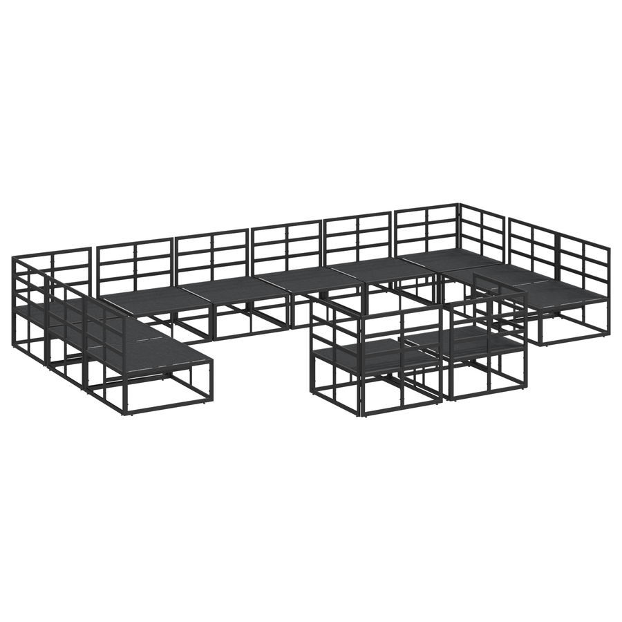Tuin Sofa Set 12 pcs Zwart 423 x 211,5 x 71 cm Aluminium