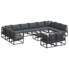 Tuinbankenset 13 pcs zwart aluminium