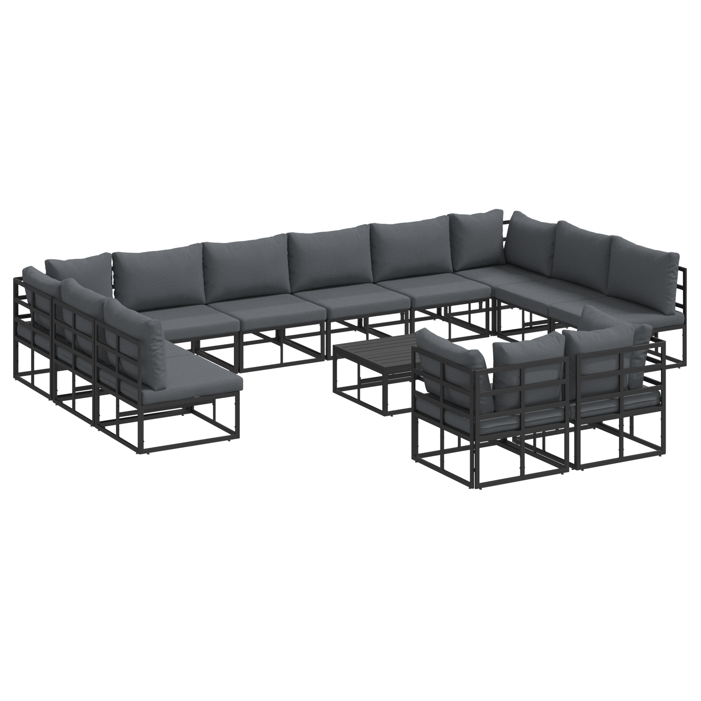 Tuin Sofa Set met kussen met kussen 13 pcs Zwart 70 x 70 x 32 cm Aluminium