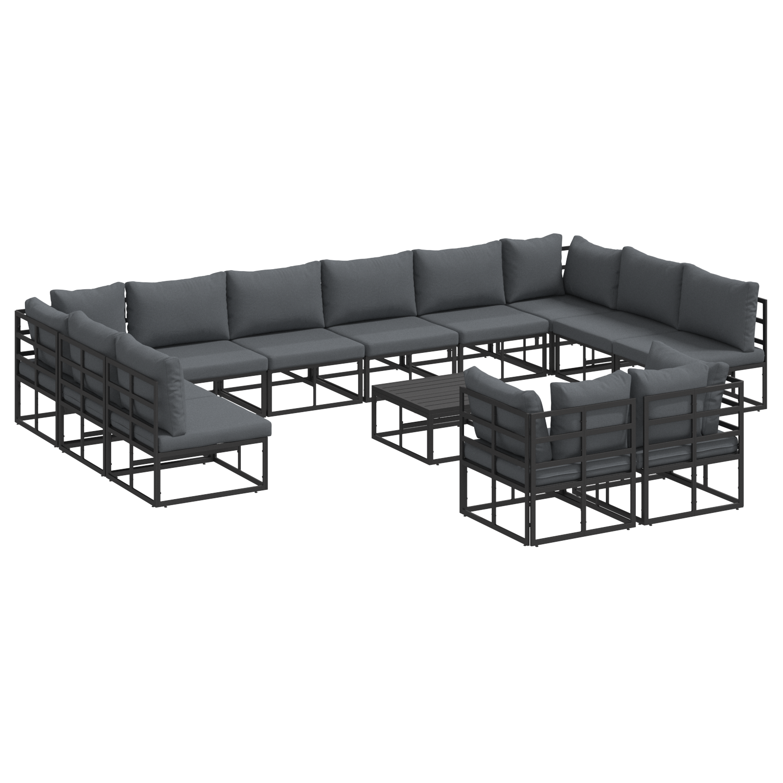 Tuin Sofa Set met kussen met kussen 13 pcs Zwart 70 x 70 x 32 cm Aluminium
