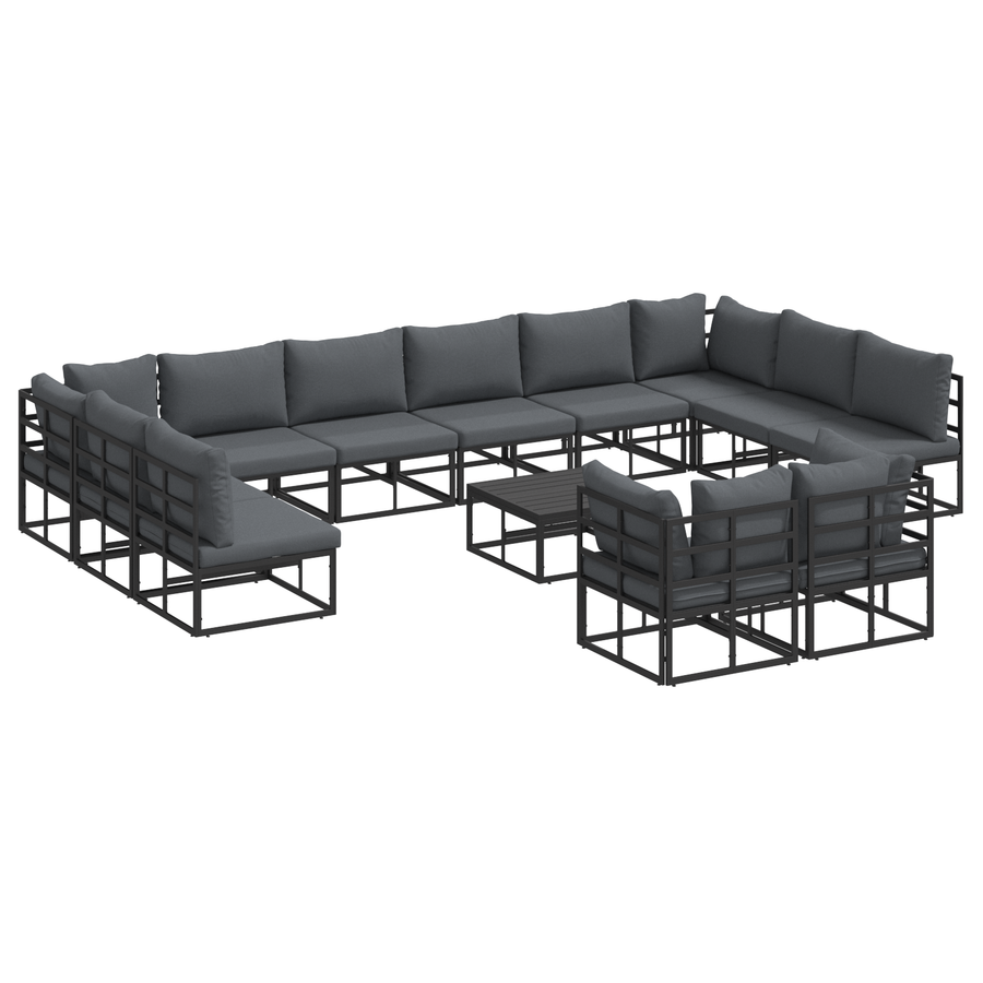 Tuin Sofa Set met kussen met kussen 13 pcs Zwart 70 x 70 x 32 cm Aluminium