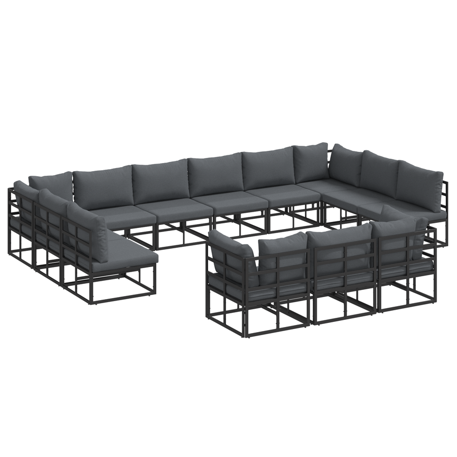 Tuin Sofa Set 13 pcs Zwart 423 x 211,5 x 71 cm Aluminium