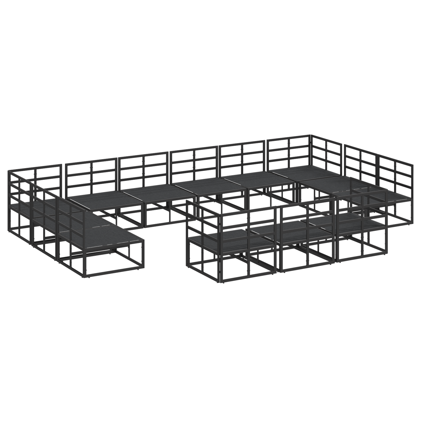 Tuin Sofa Set 13 pcs Zwart 423 x 211,5 x 71 cm Aluminium