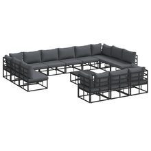 Tuin Sofa Set met kussen met kussen 14 pcs Zwart 70 x 70 x 32 cm Aluminium