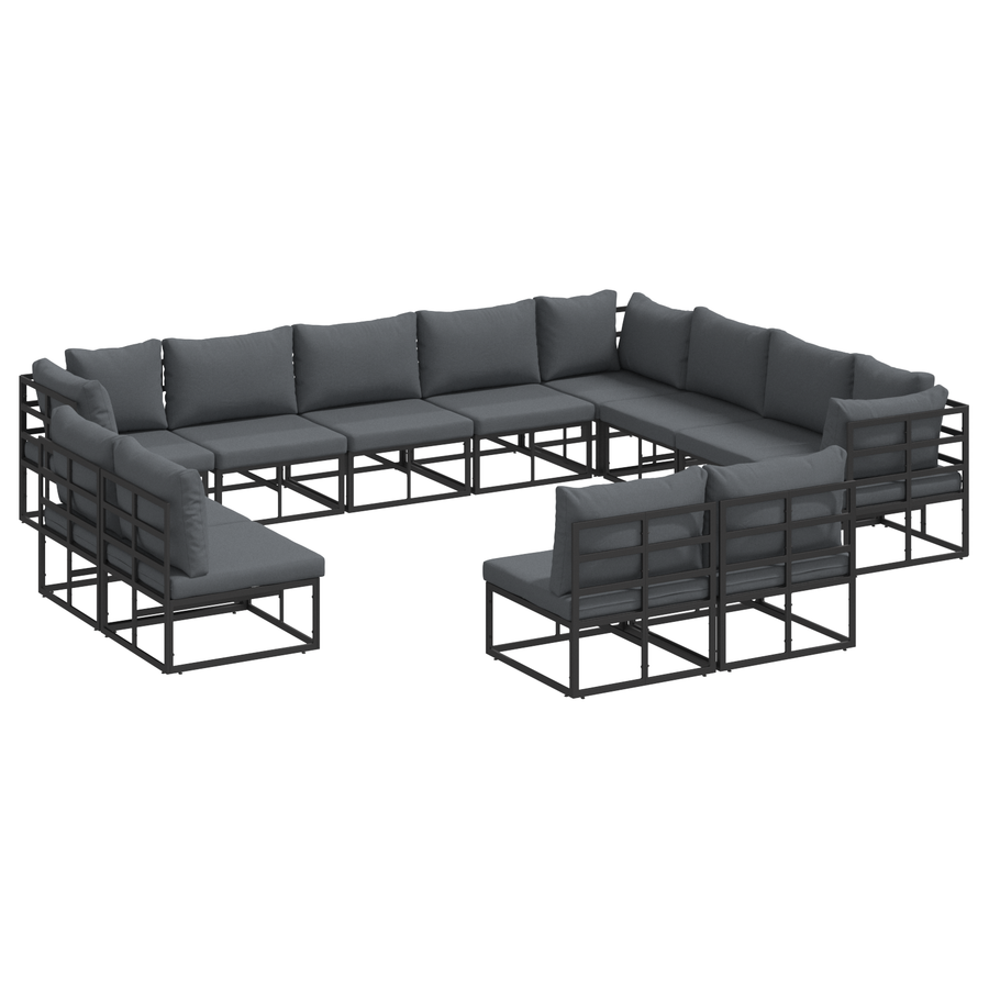Tuin Sofa Set 12 pcs Zwart 353 x 283 x 71 cm Aluminium
