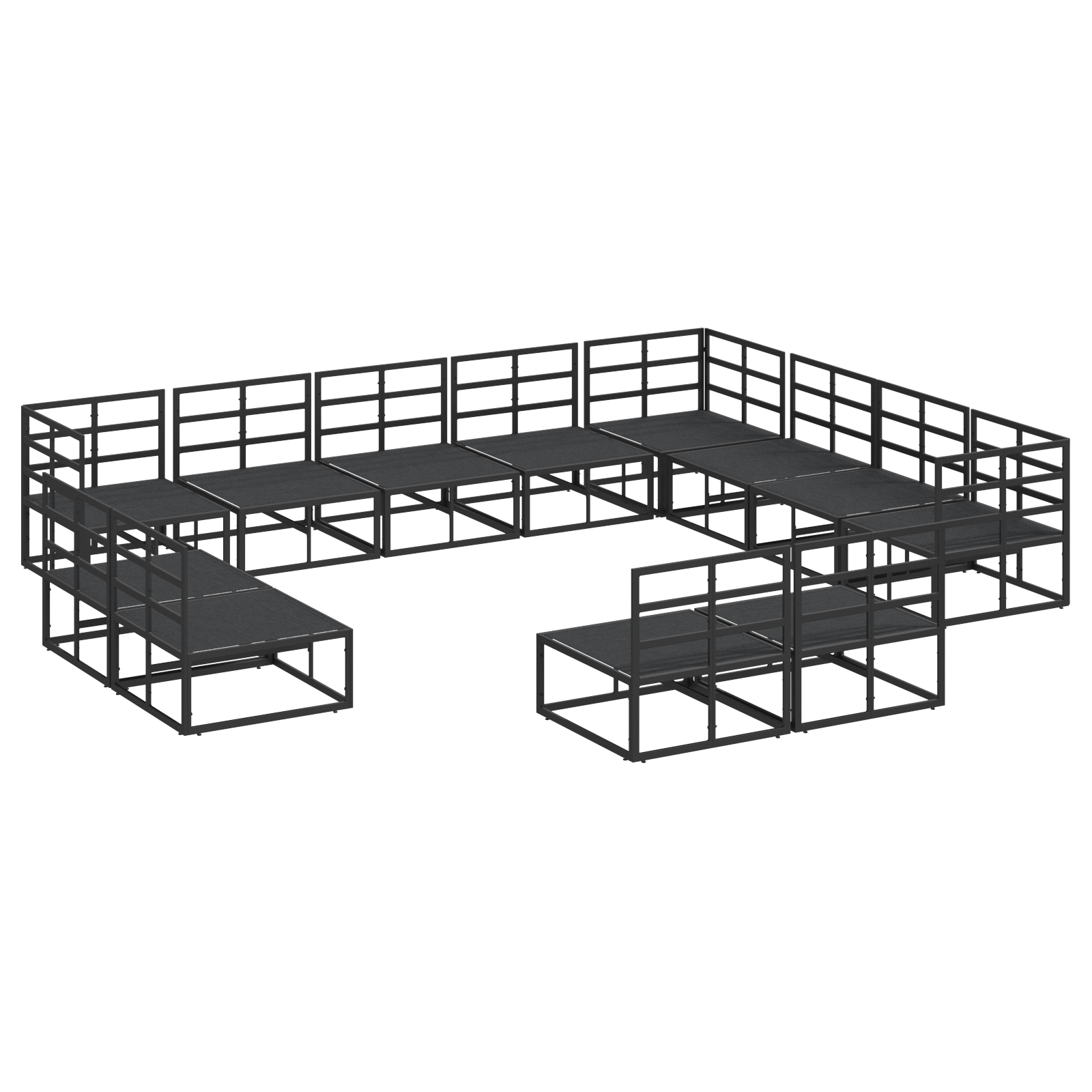 Tuin Sofa Set 12 pcs Zwart 353 x 283 x 71 cm Aluminium