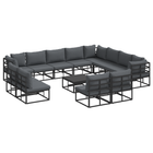 Tuinmeubelset aluminium 13-delig zwart