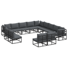 Outdoor Sofa Set with Cushion 13 pcs Black Aluminium