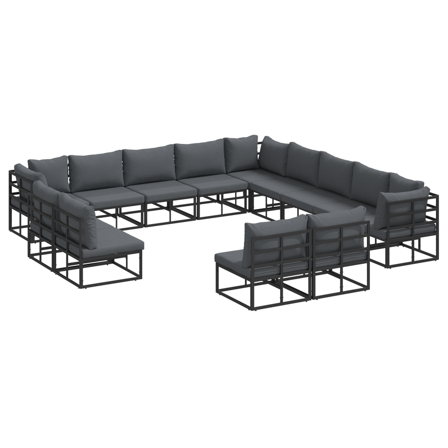Tuin Sofa Set 13 pcs Zwart 353 x 353 x 71 cm Aluminium