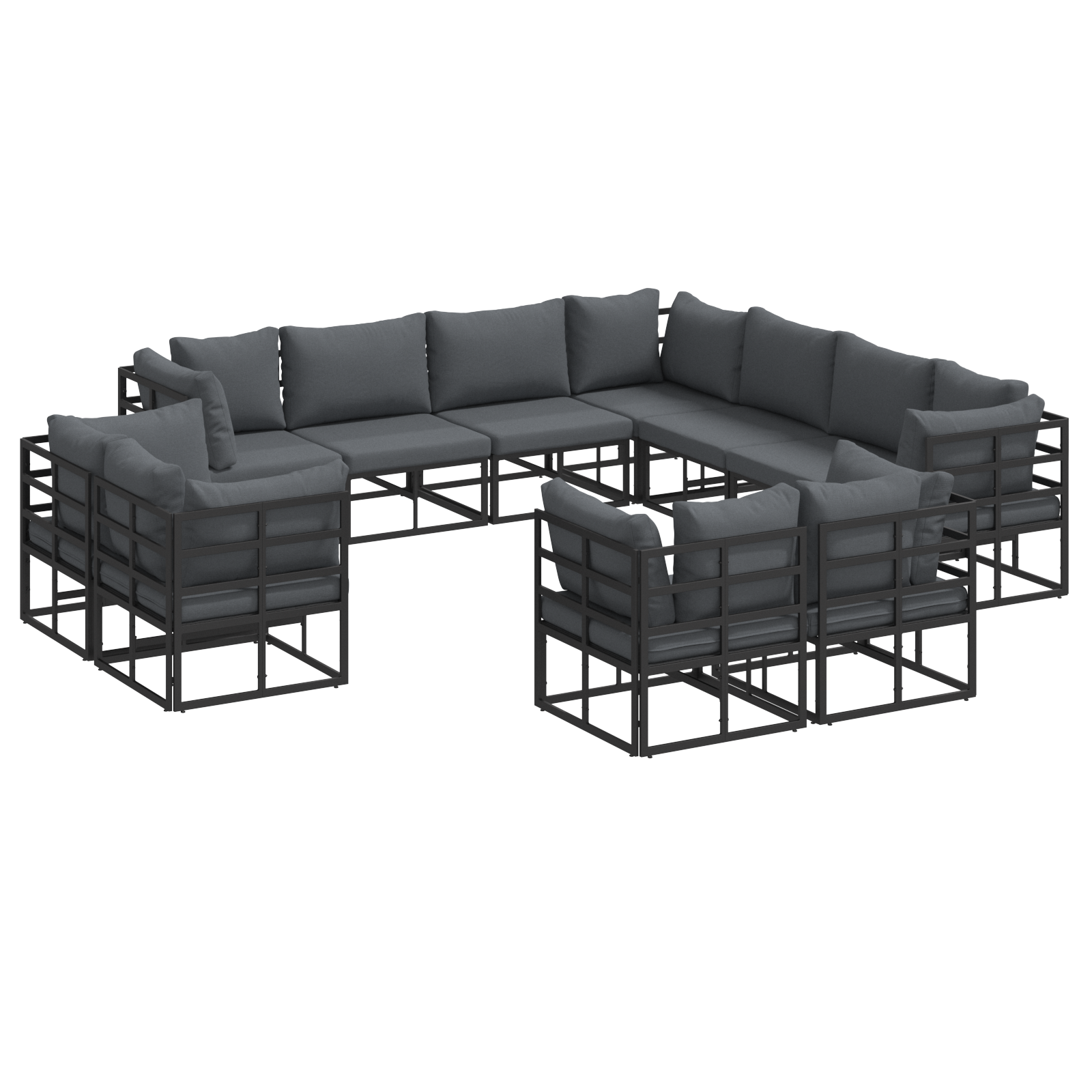 Tuin Sofa Set 11 pcs Zwart 283 x 283 x 71 cm Aluminium