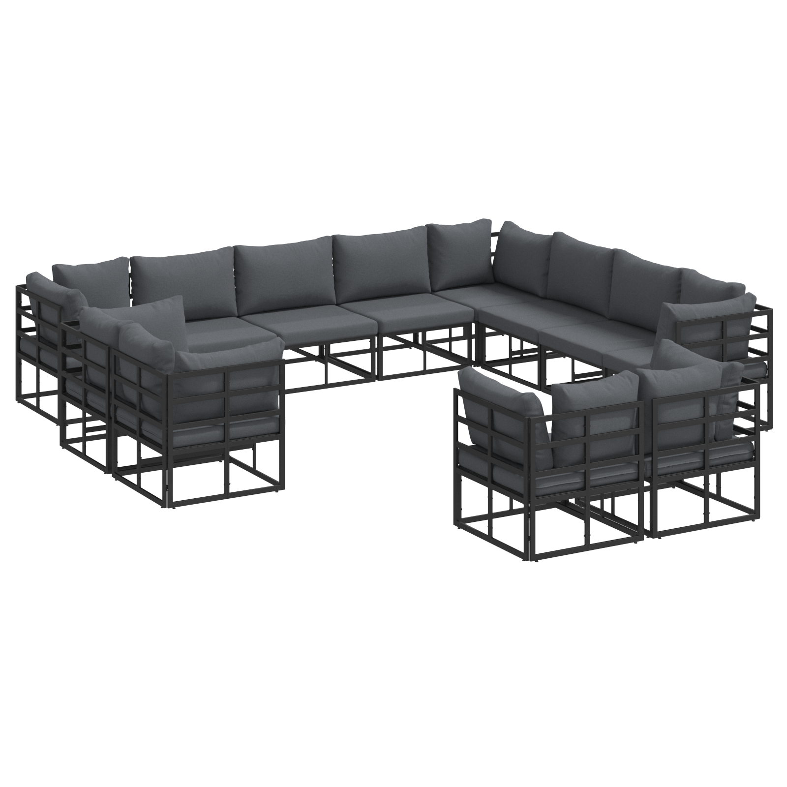 Tuin Sofa Set 12 pcs Zwart 353 x 283 x 71 cm Aluminium