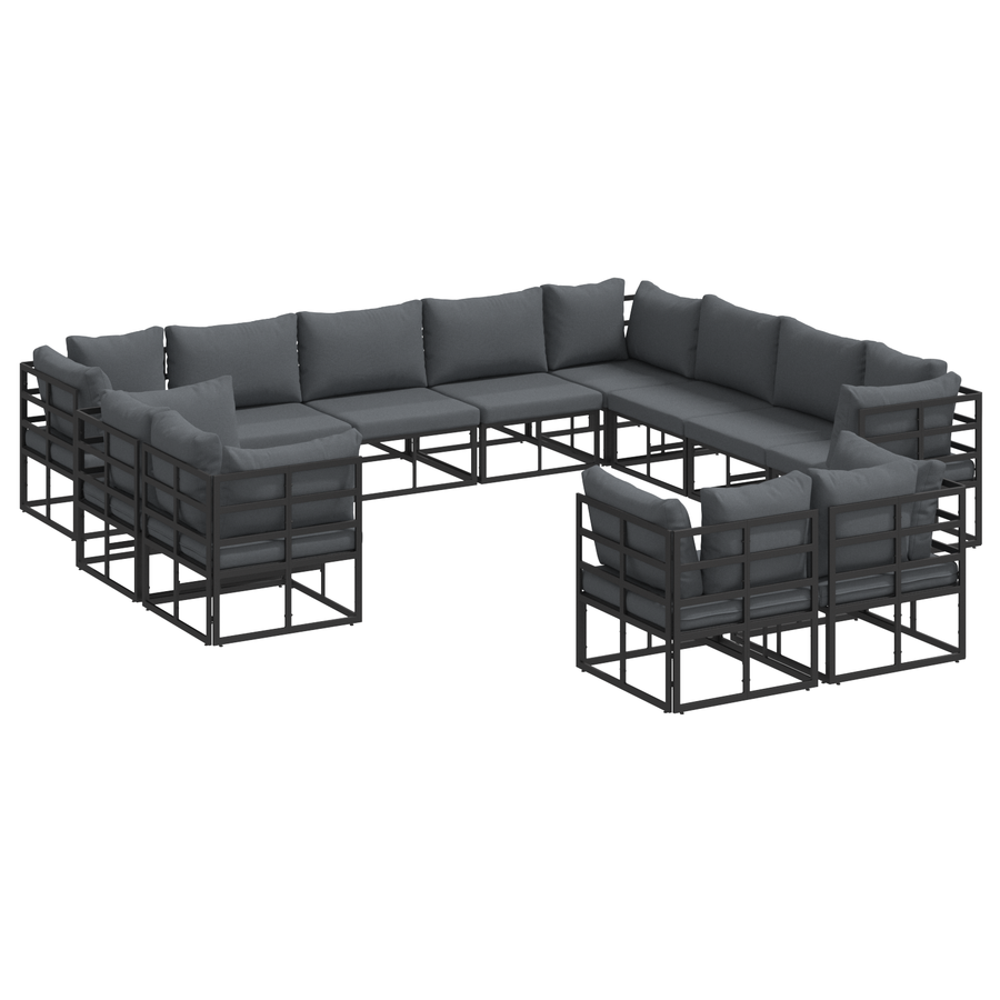 Tuin Sofa Set 12 pcs Zwart 353 x 283 x 71 cm Aluminium