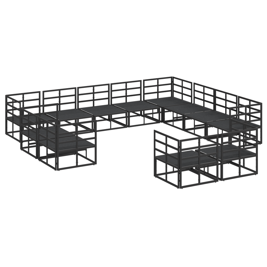 Tuin Sofa Set 12 pcs Zwart 353 x 283 x 71 cm Aluminium